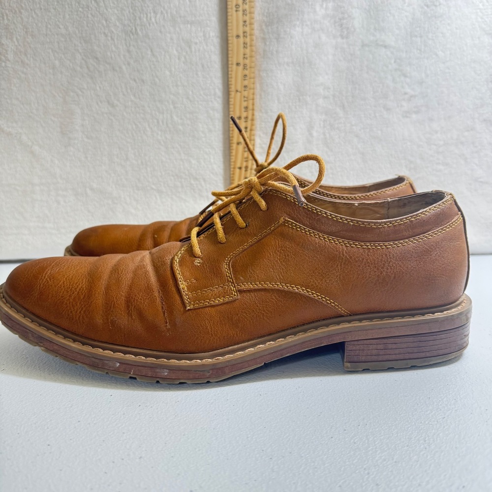 Perry Ellis Portfolio Men's Brown Leather Oxford Dress Shoes Size 10